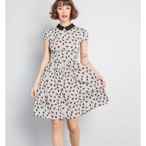 ModCloth Black Cat Collared Midi-Dress